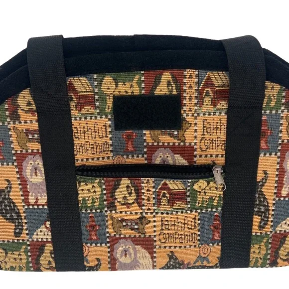 Tapestry‎ Dog Breed Travel Pet Carrier Tote Bag Purse Pocket Black Novelty Mesh - Picture 8 of 8
